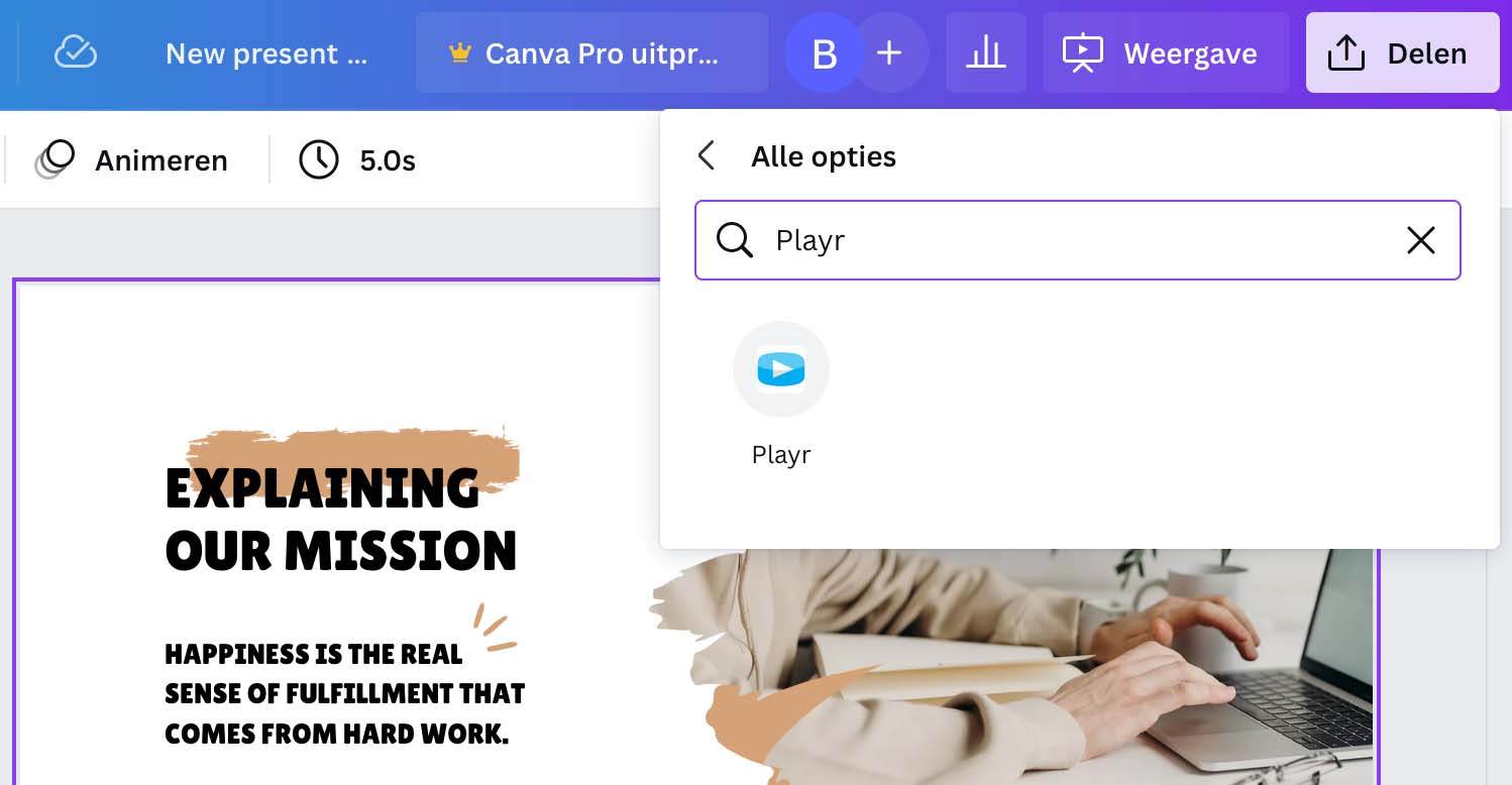 Publiceren vanuit Canva